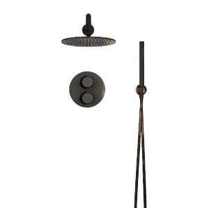 Luxe Matte Black Thermostatic Shower with Handheld Shower