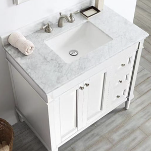 Charlotte 36” White Vanity Unit With Marble Top