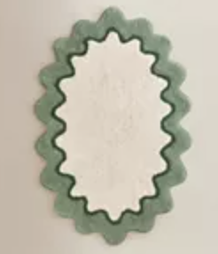 George Home Green & Cream Scallop Bath Mat