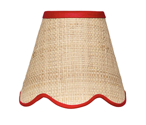 Raffia Scallop Candle Shade, Red Trim